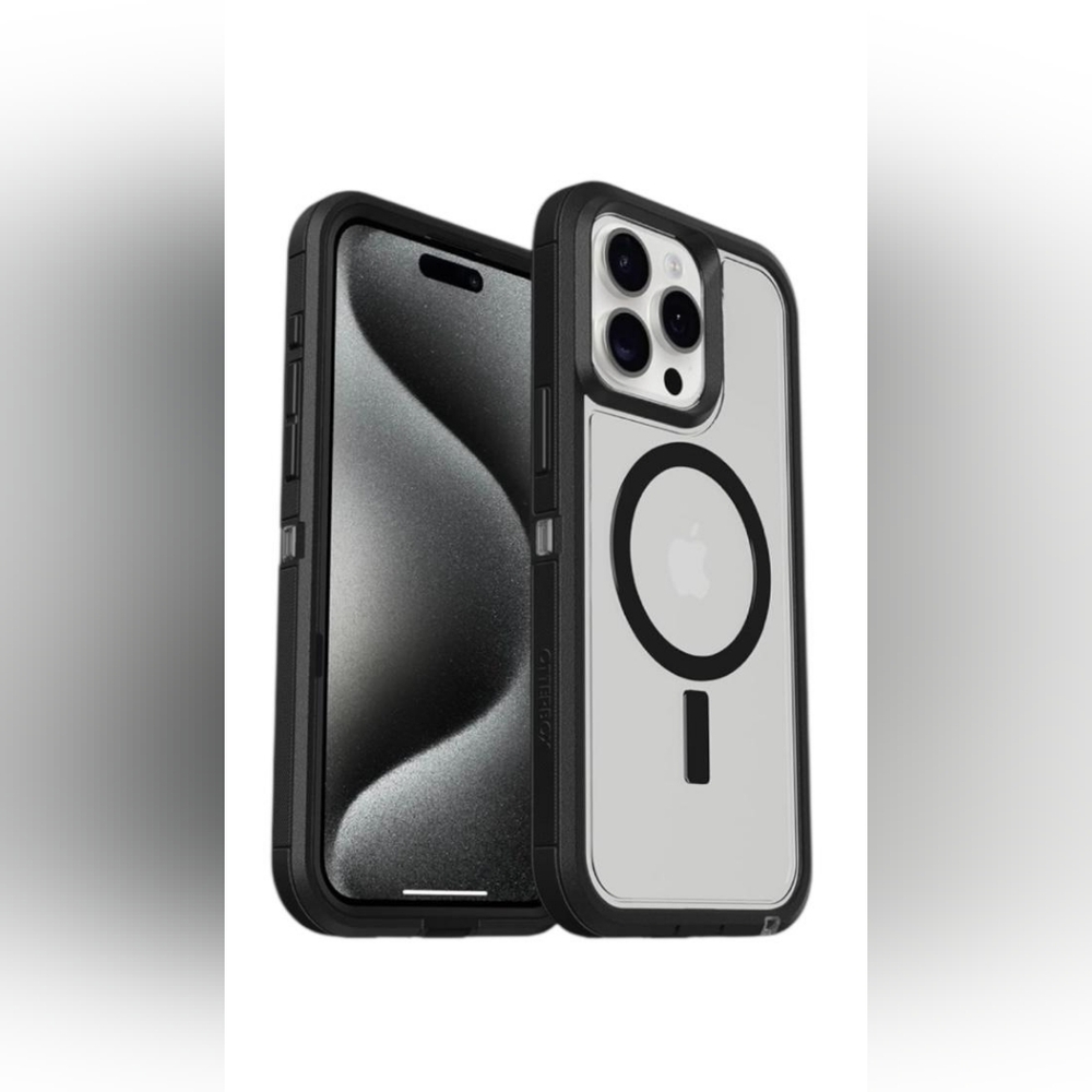 Transparent iPhone 15 Pro MAX case (only) Defender, black/transparent